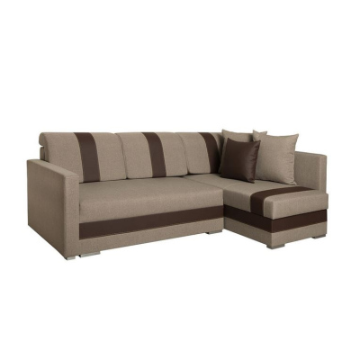 Sedací souprava na každodenní spaní WROHE - hnědá ekokůže / hnědá, pravý roh