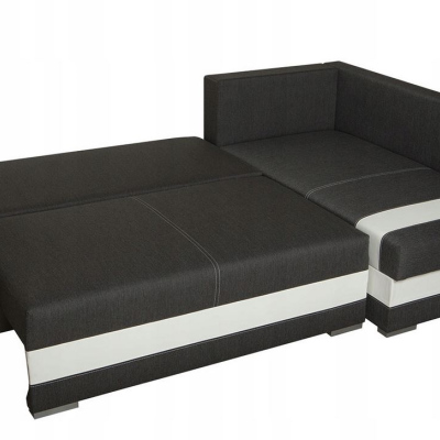 Sedací souprava na každodenní spaní WROHE - hnědá ekokůže / hnědá, pravý roh