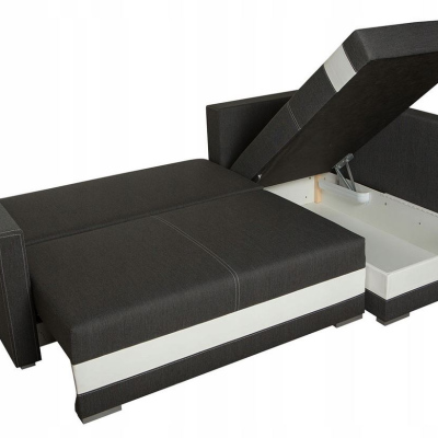 Sedací souprava na každodenní spaní WROHE - hnědá ekokůže / hnědá, pravý roh