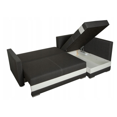 Sedací souprava na každodenní spaní WROHE - hnědá ekokůže / hnědá, pravý roh