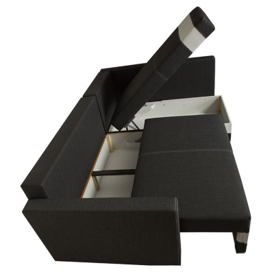 Sedací souprava na každodenní spaní WROHE - hnědá ekokůže / hnědá, pravý roh