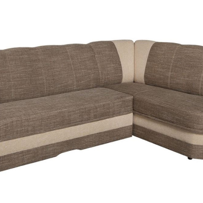 Rozkládací rohová sedačka DATGEN - hnědá / světlá béžová, pravý roh