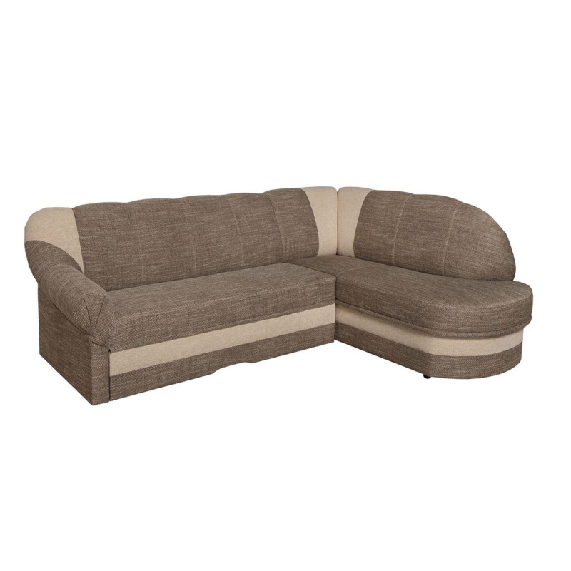 Rozkládací rohová sedačka DATGEN - hnědá / světlá béžová, pravý roh