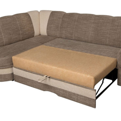 Rozkládací rohová sedačka DATGEN - hnědá / světlá béžová, pravý roh