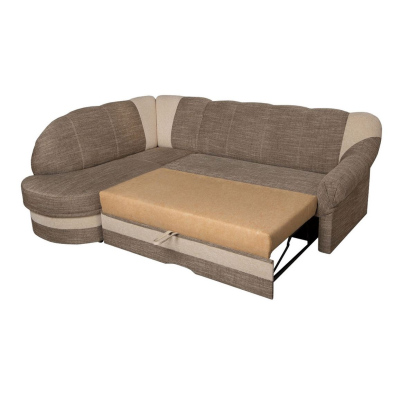 Rozkládací rohová sedačka DATGEN - hnědá / světlá béžová, pravý roh