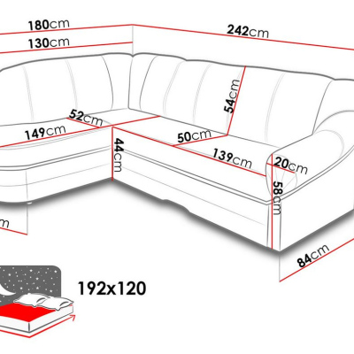 Rozkládací rohová sedačka DATGEN - hnědá / světlá béžová, pravý roh