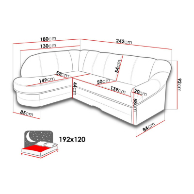 Rozkládací rohová sedačka DATGEN - hnědá / světlá béžová, pravý roh
