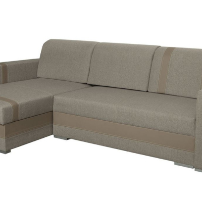 Rozkládací rohová sedačka BOKEL - hnědá ekokůže / hnědá