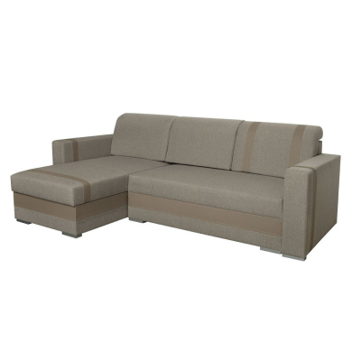 Rozkládací rohová sedačka BOKEL - hnědá ekokůže / hnědá