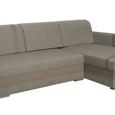 Rozkládací rohová sedačka BOKEL - hnědá ekokůže / hnědá