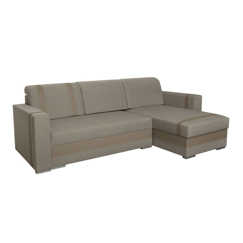 Rozkládací rohová sedačka BOKEL - hnědá ekokůže / hnědá