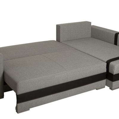 Rozkládací rohová sedačka BOKEL - hnědá ekokůže / hnědá