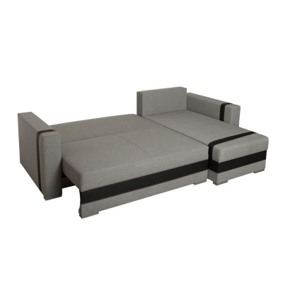 Rozkládací rohová sedačka BOKEL - hnědá ekokůže / hnědá