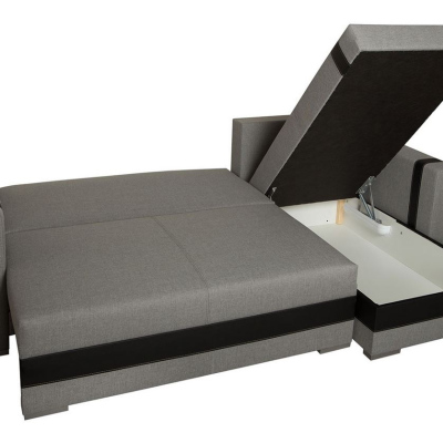 Rozkládací rohová sedačka BOKEL - hnědá ekokůže / hnědá