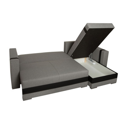 Rozkládací rohová sedačka BOKEL - hnědá ekokůže / hnědá