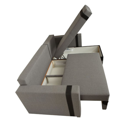 Rozkládací rohová sedačka BOKEL - hnědá ekokůže / hnědá