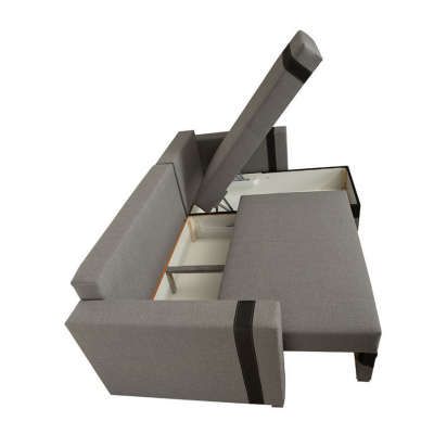 Rozkládací rohová sedačka BOKEL - hnědá ekokůže / hnědá