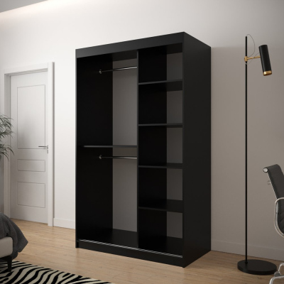 Šatní skříň s grafikou JANETTE 2 - šířka 120 cm, černá / bílá