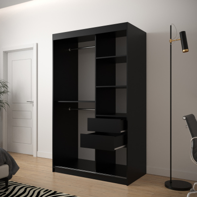 Šatní skříň s grafikou JANETTE 2 - šířka 120 cm, černá / bílá