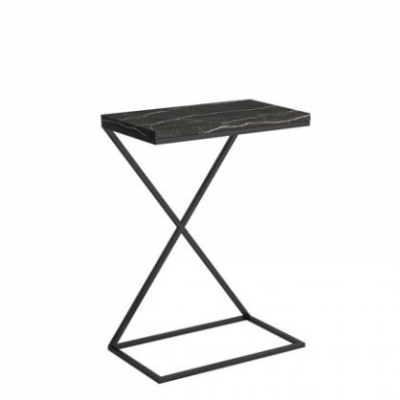 Odkládací stolek BRAGANCA - černý / tmavý mramor