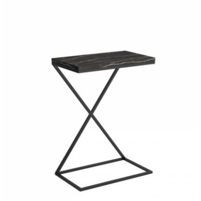 Odkládací stolek BRAGANCA - černý / tmavý mramor