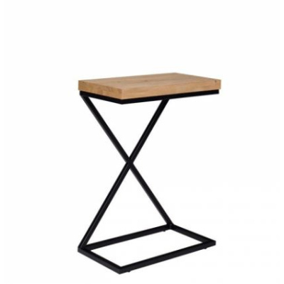 Odkládací stolek BRAGANCA - černý / masivní dub