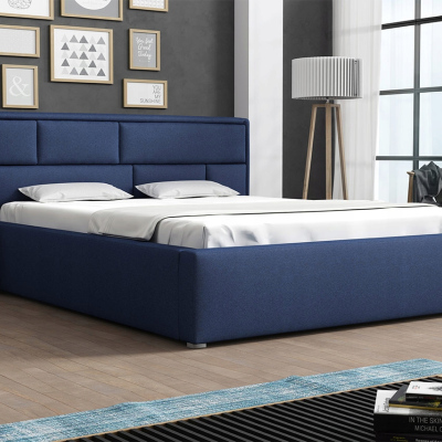 Manželská postel s roštem 140x200 IVENDORF 2 - tmavá modrá