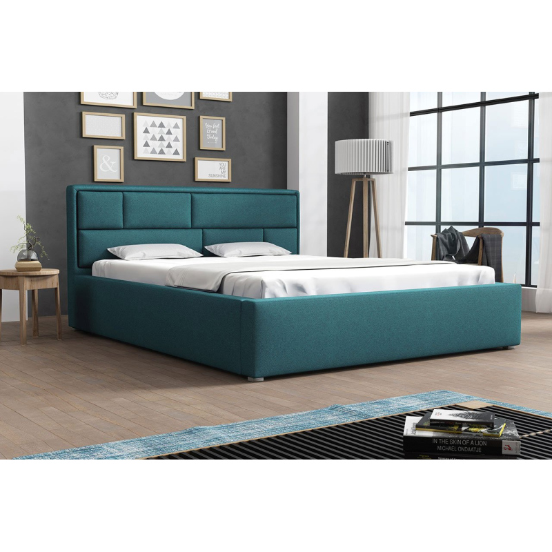 Jednolůžková postel s úložným prostorem a roštem 120x200 IVENDORF 2 - modrá