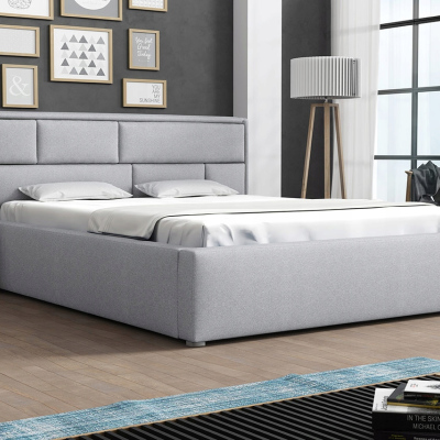 Manželská postel s úložným prostorem a roštem 140x200 IVENDORF 2 - světlá šedá