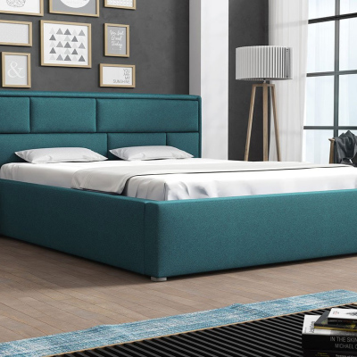 Manželská postel s úložným prostorem a roštem 160x200 IVENDORF 2 - modrá