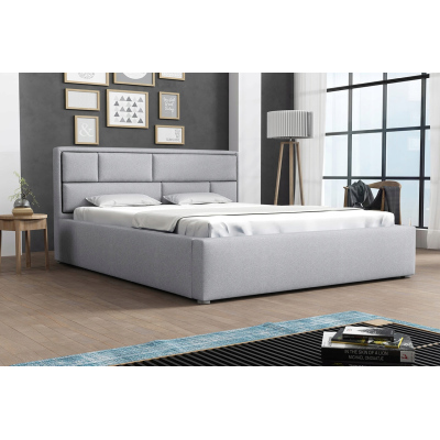 Manželská postel s úložným prostorem a roštem 160x200 IVENDORF 2 - světlá šedá