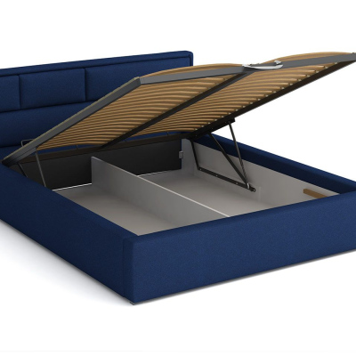 Manželská postel s úložným prostorem a roštem 140x200 IVENDORF 2 - modrá