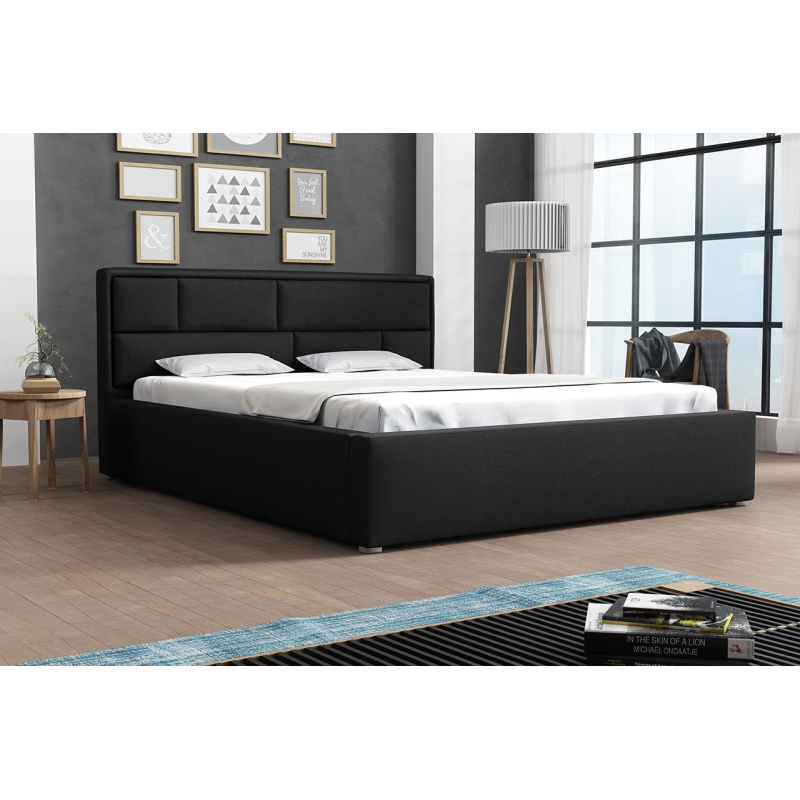 Manželská postel s úložným prostorem a roštem 180x200 IVENDORF 2 - černá