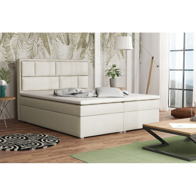 Boxspringová manželská postel s úložným prostorem 140x200 IVENDORF 1 - krémová + topper ZDARMA