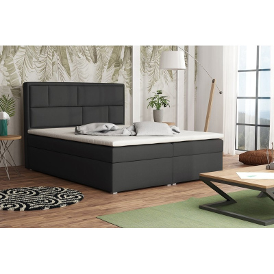 Boxpringová manželská postel s úložným prostorem 140x200 IVENDORF 1 - šedá 1 + topper ZDARMA