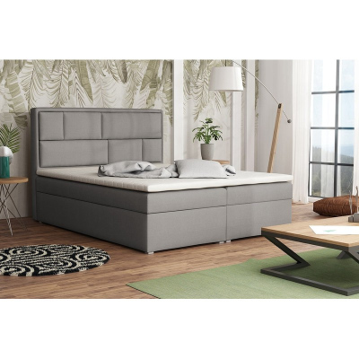 Boxpringová manželská postel s úložným prostorem 160x200 IVENDORF 1 - šedá 2 + topper ZDARMA