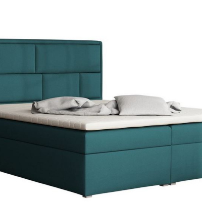 Boxpringová manželská postel s úložným prostorem 140x200 IVENDORF 1 - modrá + topper ZDARMA