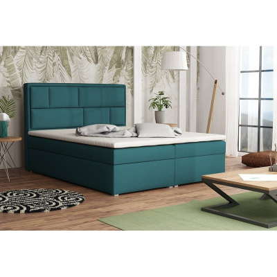 Boxpringová manželská postel s úložným prostorem 180x200 IVENDORF 1 - modrá + topper ZDARMA