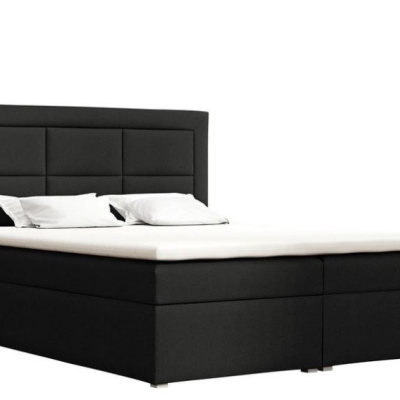 Boxpringová manželská postel s úložným prostorem 140x200 PALIGEN 1 - černá + topper ZDARMA