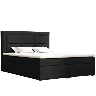 Boxpringová manželská postel s úložným prostorem 140x200 PALIGEN 1 - černá + topper ZDARMA