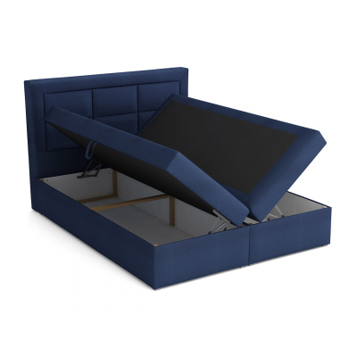Boxpringová manželská postel s úložným prostorem 140x200 PALIGEN 1 - krémová + topper ZDARMA