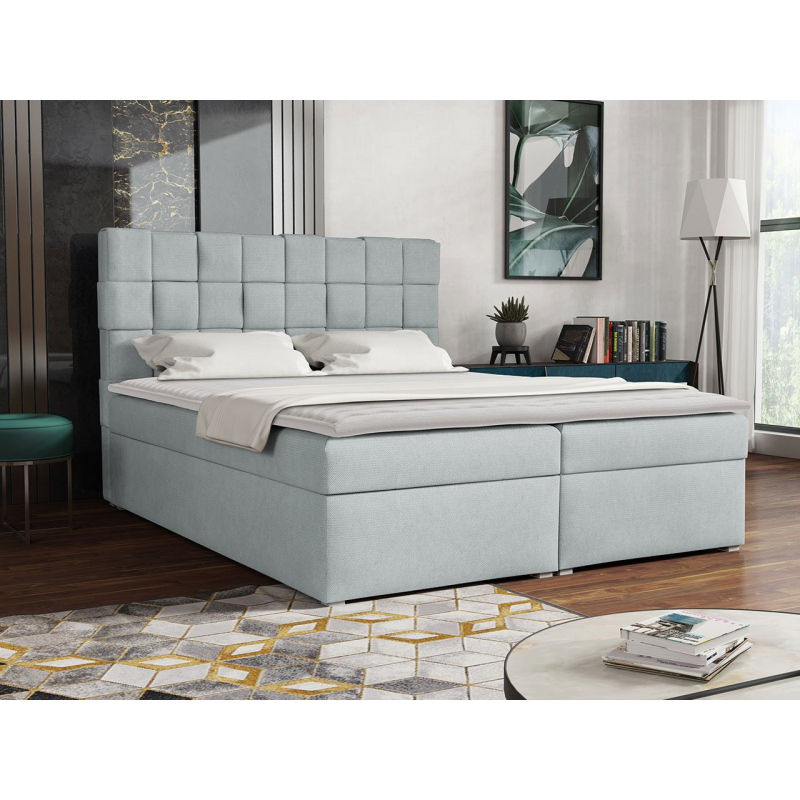 Kontinentální manželská postel 160x200 WARNOW 1 - světlá šedá + topper ZDARMA