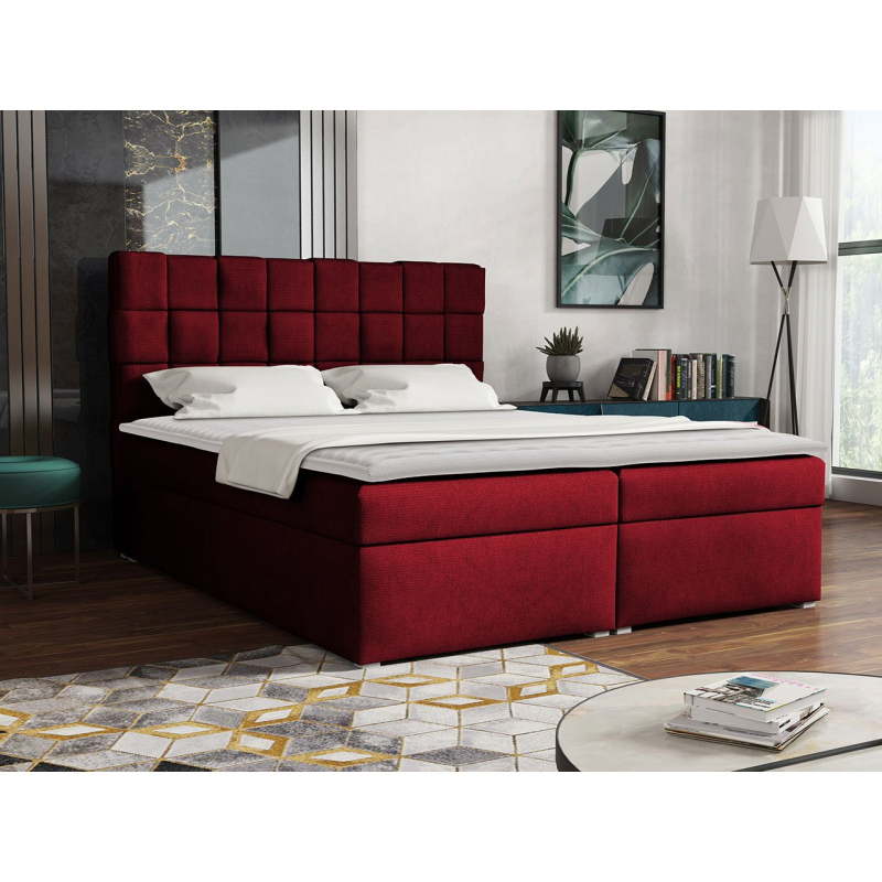 Kontinentální manželská postel 160x200 WARNOW 1 - červená + topper ZDARMA