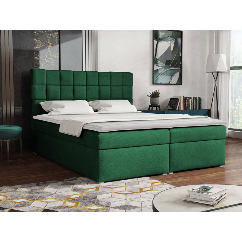 Kontinentální manželská postel 140x200 WARNOW 1 - zelená + topper ZDARMA
