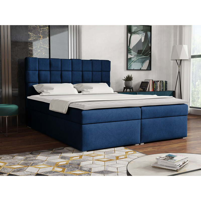 Kontinentální manželská postel 140x200 WARNOW 1 - modrá + topper ZDARMA