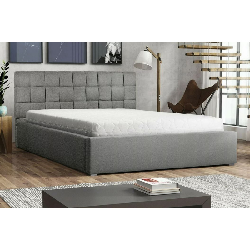 Čalouněná manželská postel s roštem 140x200 WARNOW 2 - světlá šedá