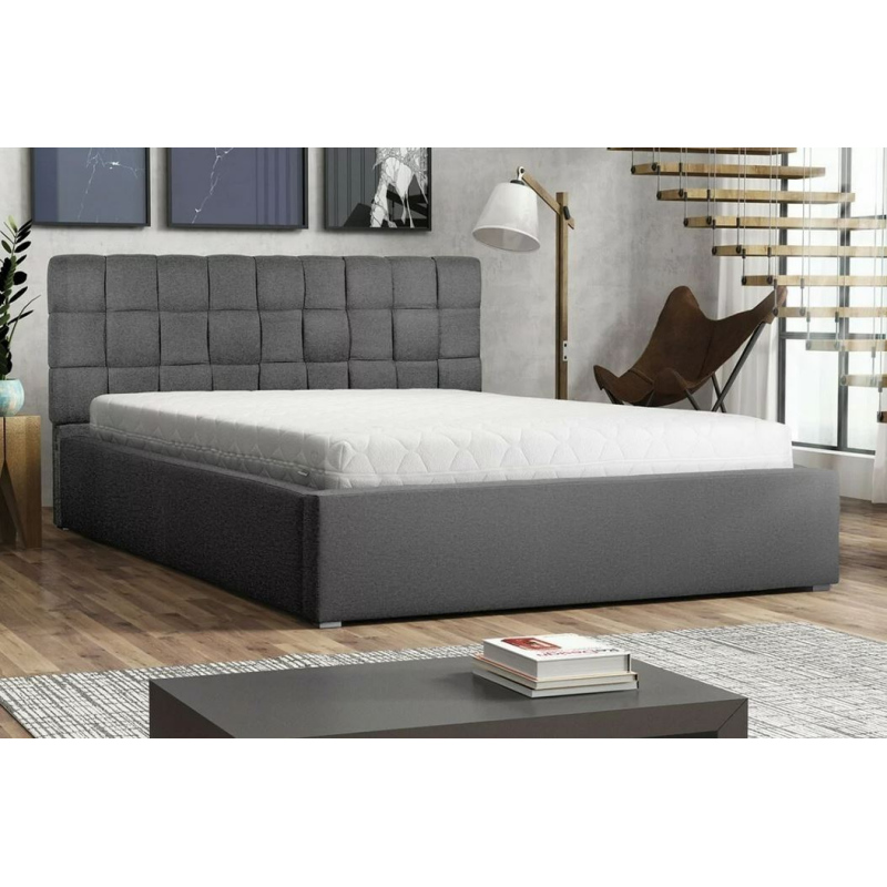 Čalouněná manželská postel s roštem 200x200 WARNOW 2 - tmavá šedá
