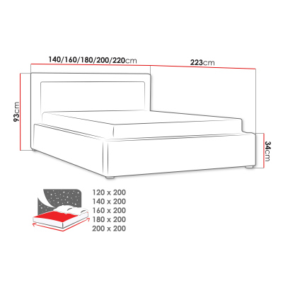 Jednolůžková postel s roštem 120x200 PALIGEN 2 - černá