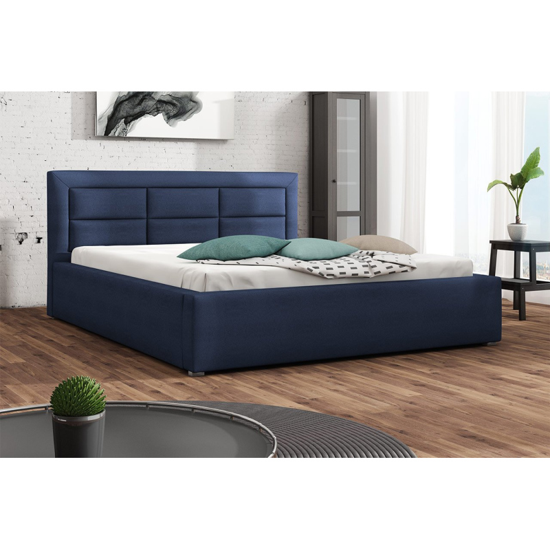 Manželská postel s roštem 160x200 PALIGEN 2 - tmavá modrá