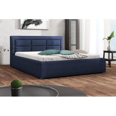 Manželská postel s roštem 160x200 PALIGEN 2 - tmavá modrá